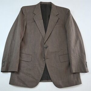 Vtg Mens 40R Brown Herringbone‎ Mens Blazer Suit Jacket Sport Coat